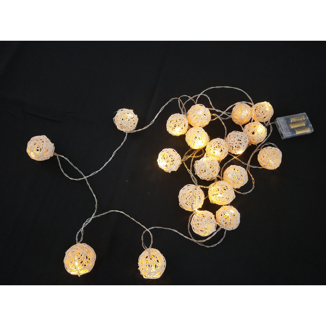 Rattan Ball - LED String - 3m image 0